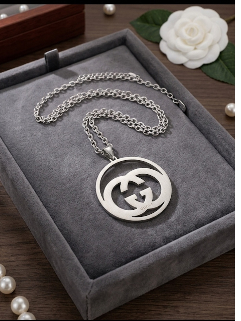 Fashion Jewelry Silver-Tone Double G Pendant Necklace